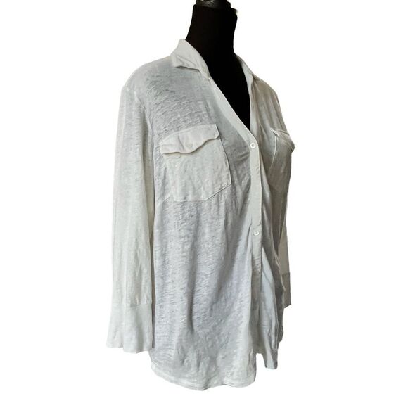 J. McLaughlin Brynn Linen Shirt Women's Size Large Lightweight Top - Picture 4 of 9